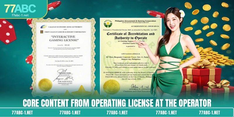 Core content from Operating license at the operator